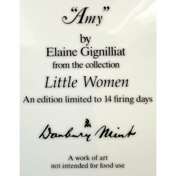 Danbury Mint Elaine Gignilliat AMY Little Women Collection Limited Edition Plate - Picture 3 of 3